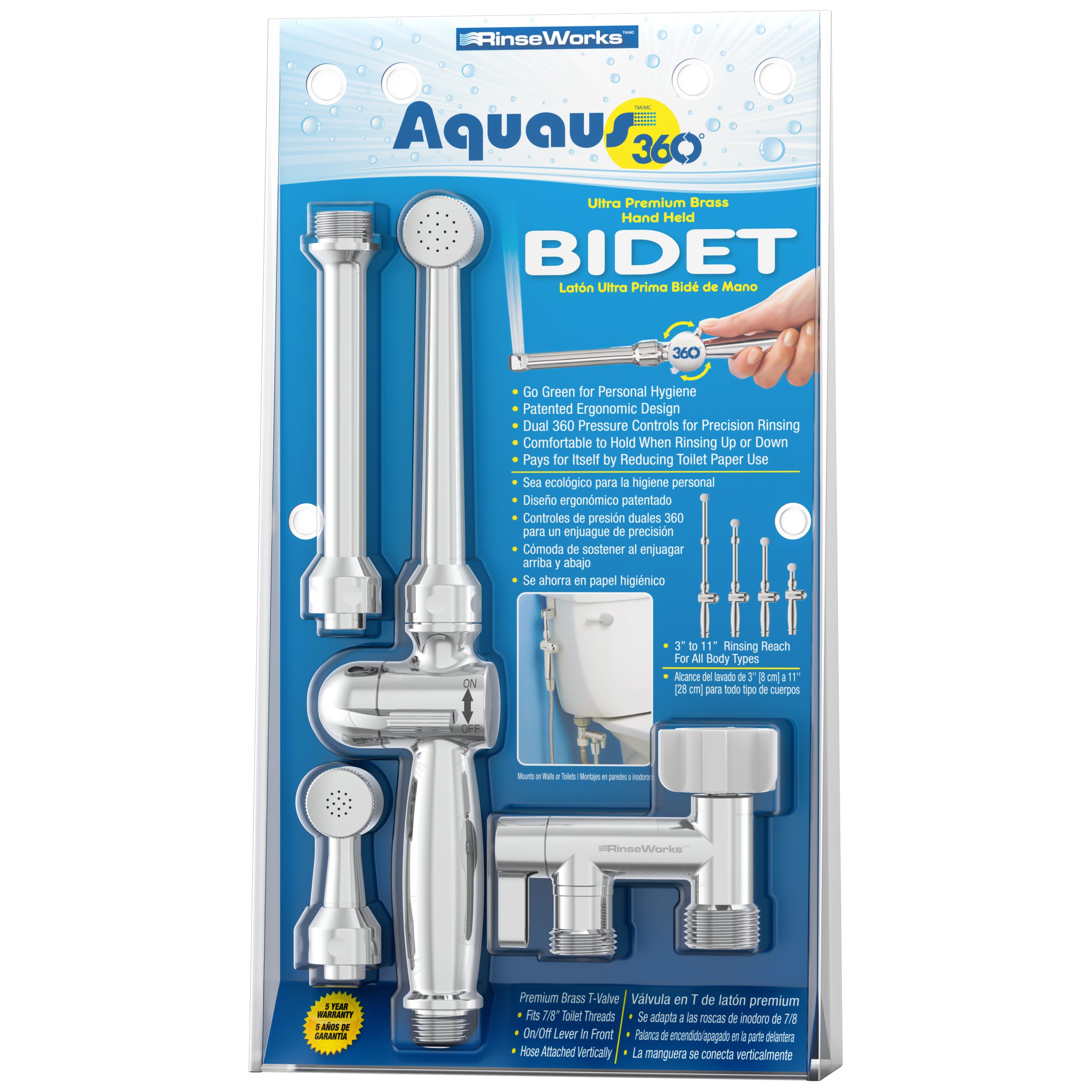 Aquaus 360 bidet for toilet ABS polymer